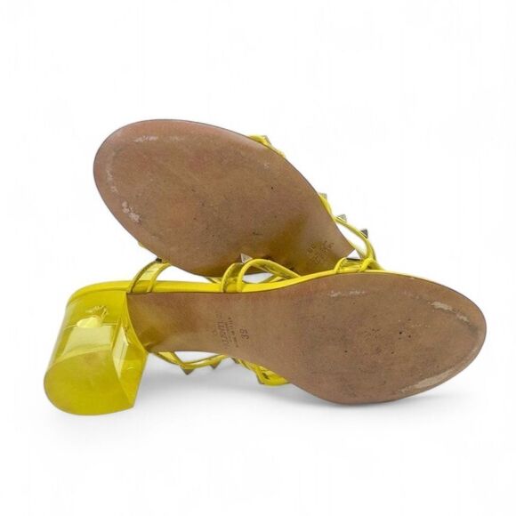 VALENTINO Garavani Yellow Platinum Rockstud Open Toe Plexi Heel Sandals … - Picture 11 of 11
